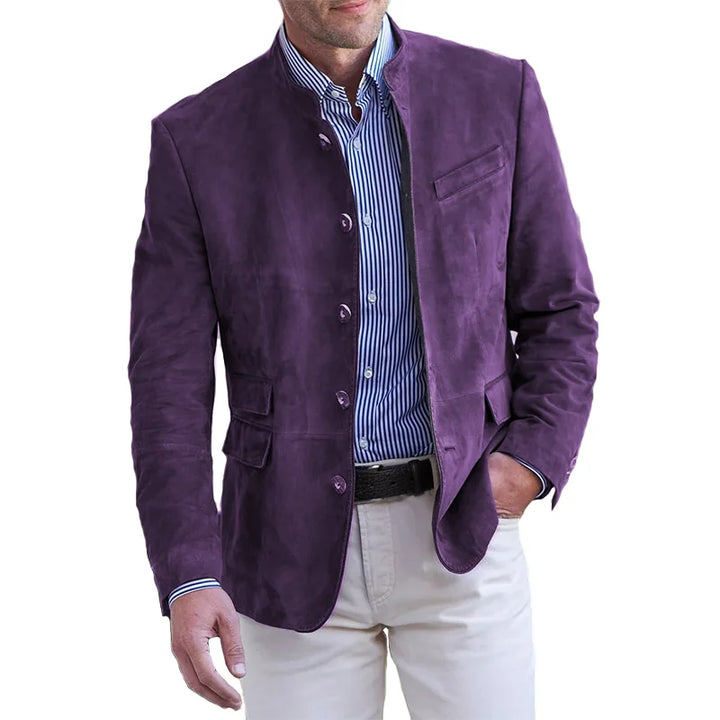 Classic Button-Down Jacket for Men – Magnus-Purple-S-Nora Luxe