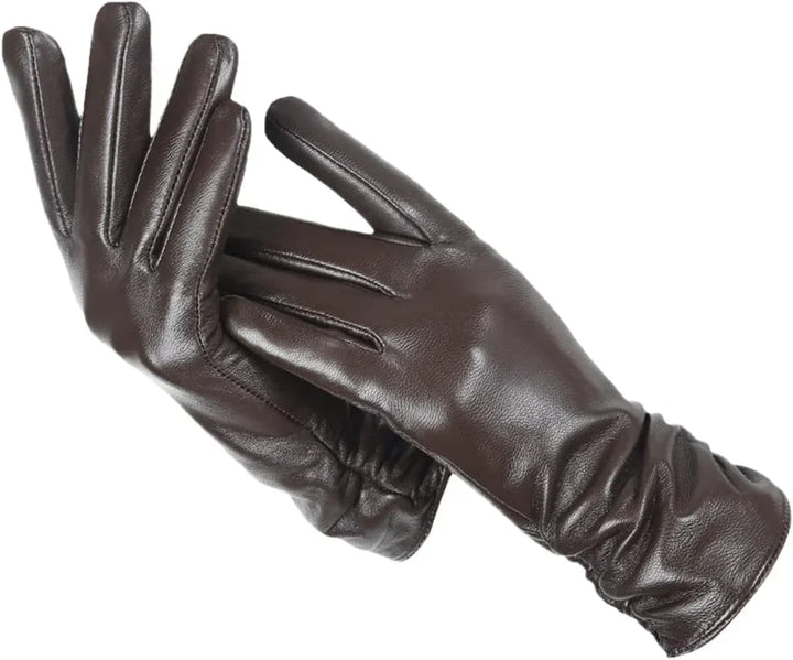 Classic Leather Women's Gloves - LuxLeather-Dark Brown-S-Nora Luxe