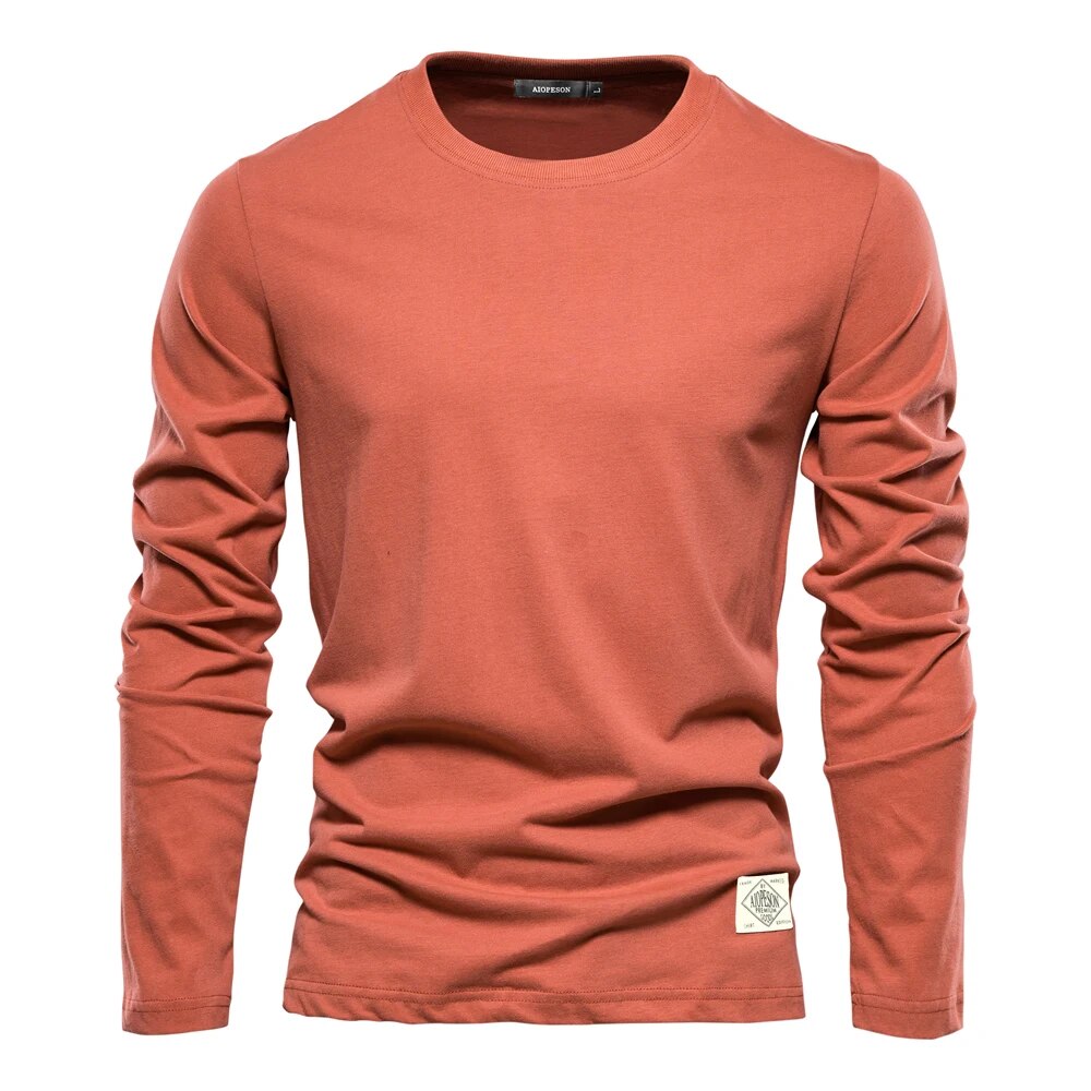Classic Men's Long-Sleeved Cotton Shirt – Joris-Orange-XS-Nora Luxe