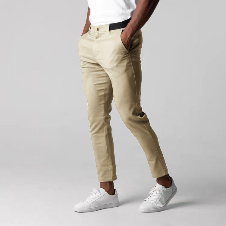 Classic men's stretch trousers with a comfortable fit - Matteo-Beige-S-Nora Luxe