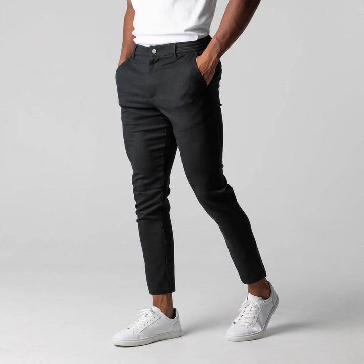 Classic men's stretch trousers with a comfortable fit - Matteo-Black-S-Nora Luxe
