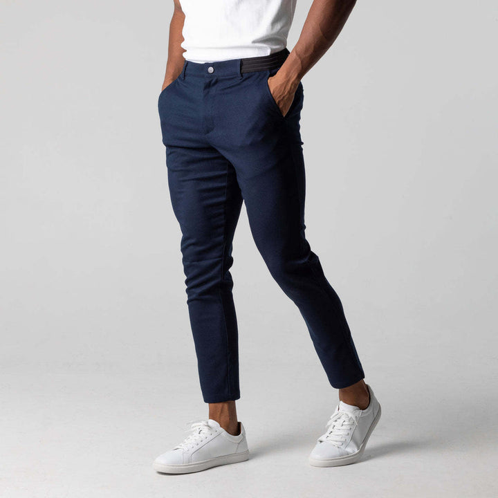 Classic men's stretch trousers with a comfortable fit - Matteo-Blue-S-Nora Luxe