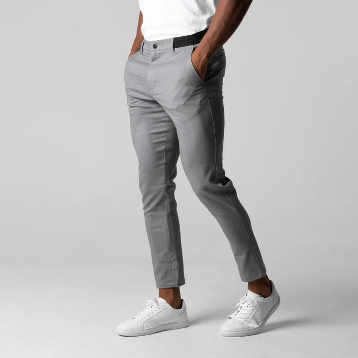 Classic men's stretch trousers with a comfortable fit - Matteo-Light gray-S-Nora Luxe