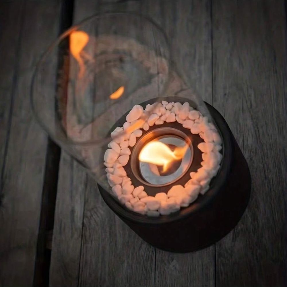 Classic Oil Lamp with Open Flame - Lumora-Black-Medium-Nora Luxe