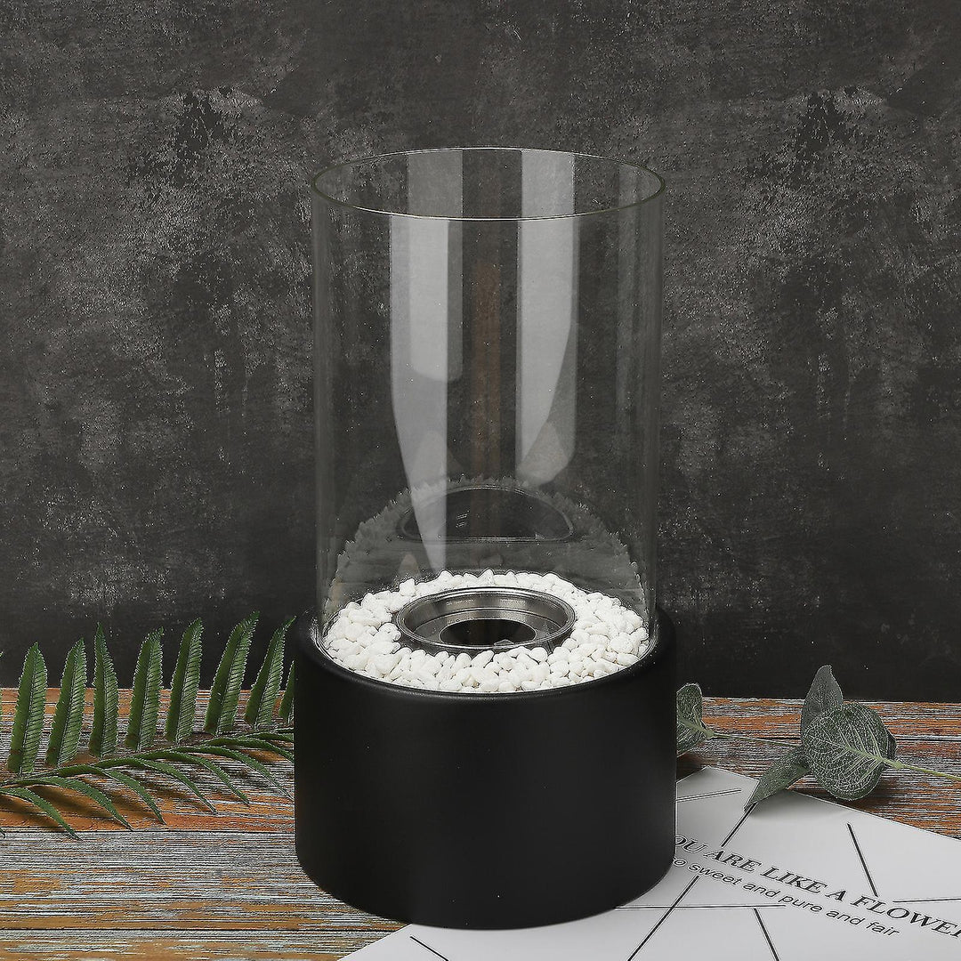 Classic Oil Lamp with Open Flame - Lumora-Black-Medium-Nora Luxe