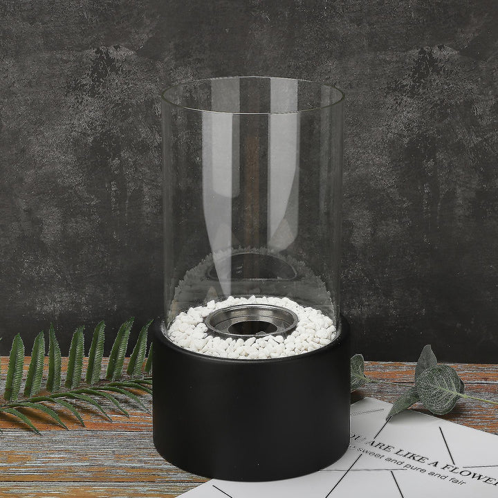 Classic Oil Lamp with Open Flame - Lumora-Black-Medium-Nora Luxe
