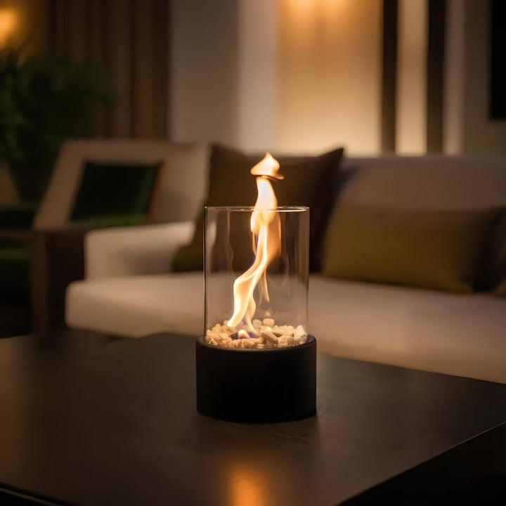 Classic Oil Lamp with Open Flame - Lumora-Black-Medium-Nora Luxe