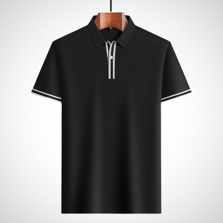 Classic short-sleeve polo shirt with contrast details – Fabian-Black-S-Nora Luxe