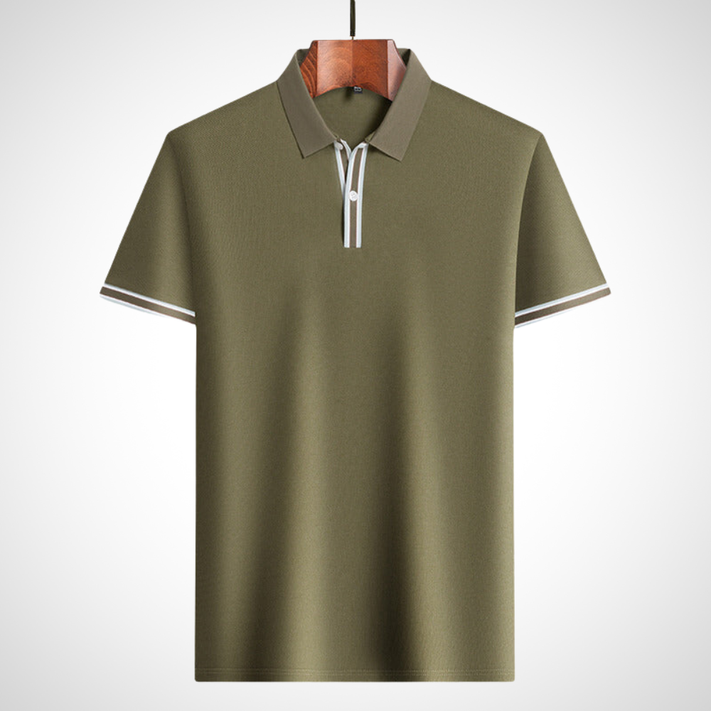 Classic short-sleeve polo shirt with contrast details – Fabian-Green-S-Nora Luxe