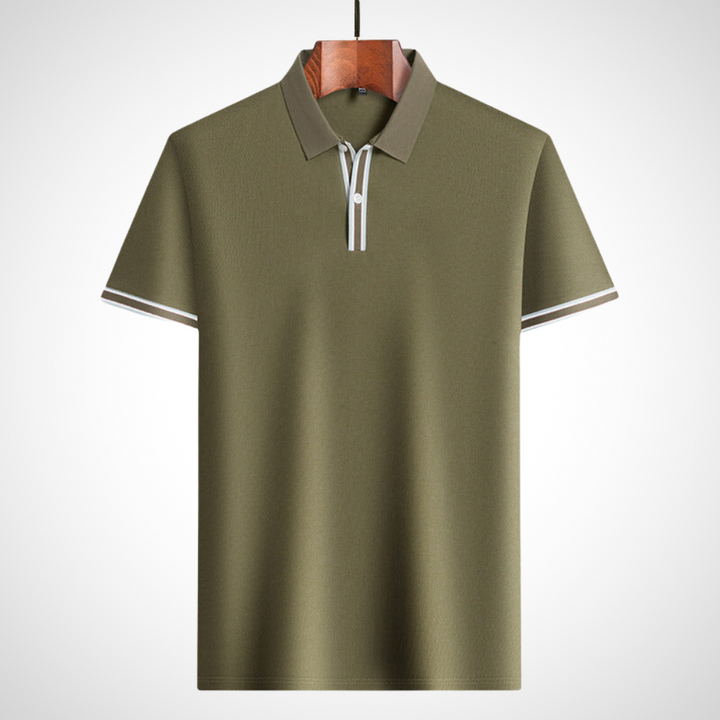 Classic short-sleeve polo shirt with contrast details – Fabian-Green-S-Nora Luxe