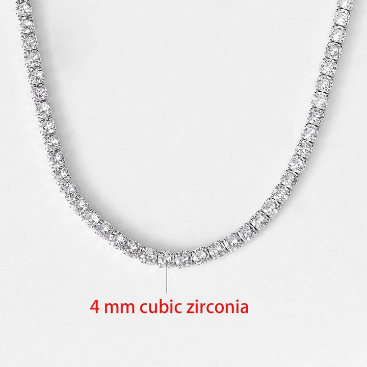 Classic Tennis Necklace with Shimmering Rhinestones-White gold 4mm-Kettenlänge 33cm-Nora Luxe