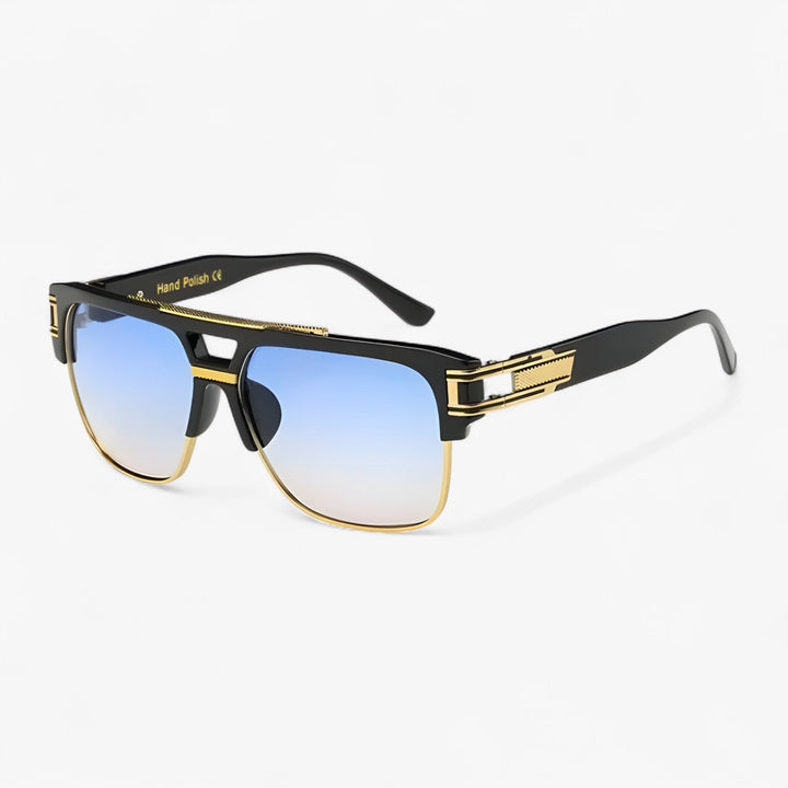 Classic Unisex Mirror Sunglasses – Lynor-Black Light Blue-Nora Luxe