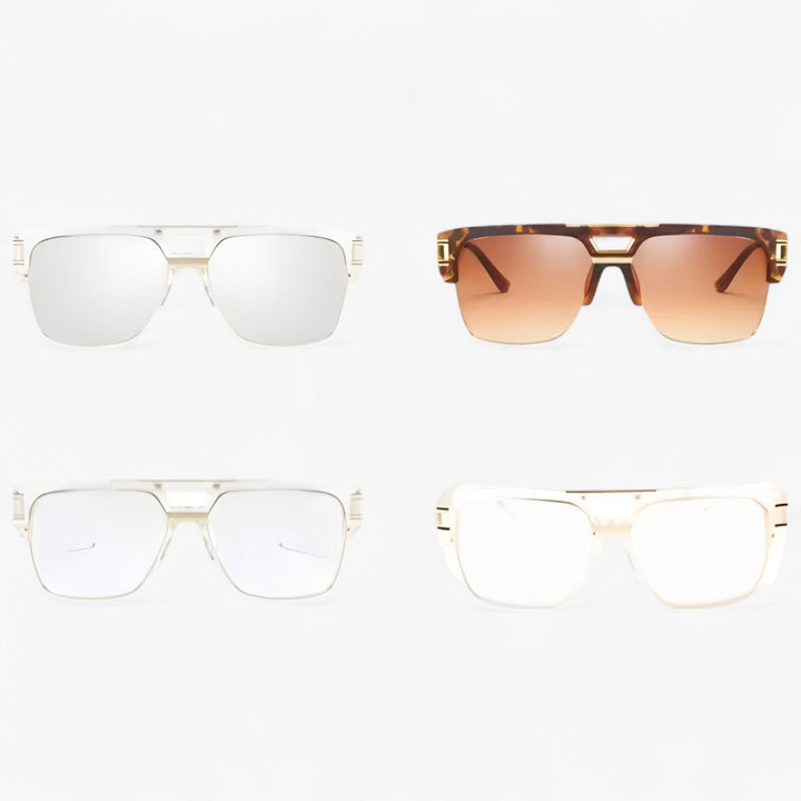 Classic Unisex Mirror Sunglasses – Lynor-Shiny Black-Nora Luxe