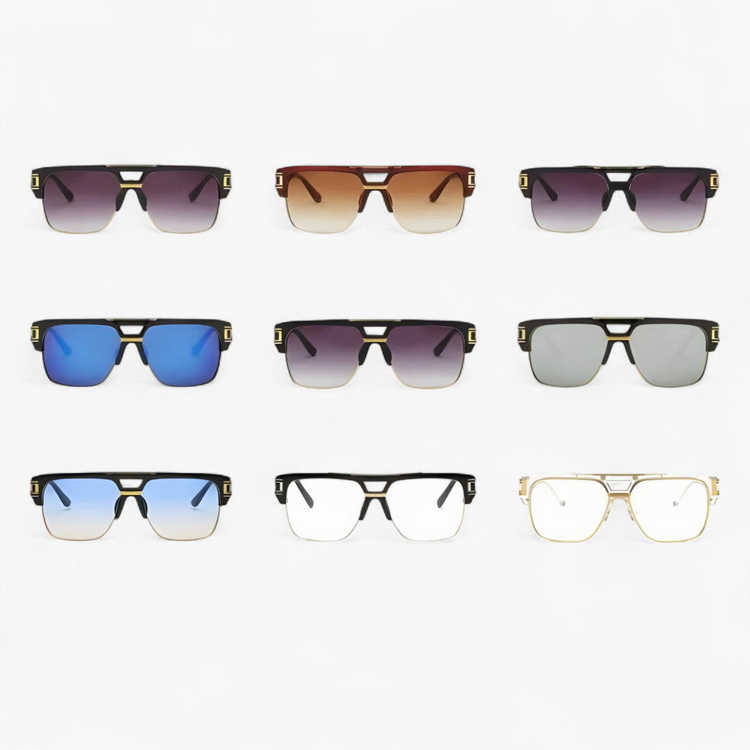 Classic Unisex Mirror Sunglasses – Lynor-Shiny Black-Nora Luxe