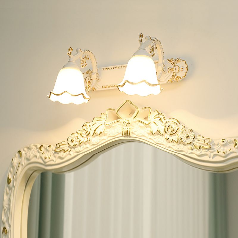 Classic Wall Lamp with Vintage Design – Aurora-White-Silver-2 Flames-The Livary
