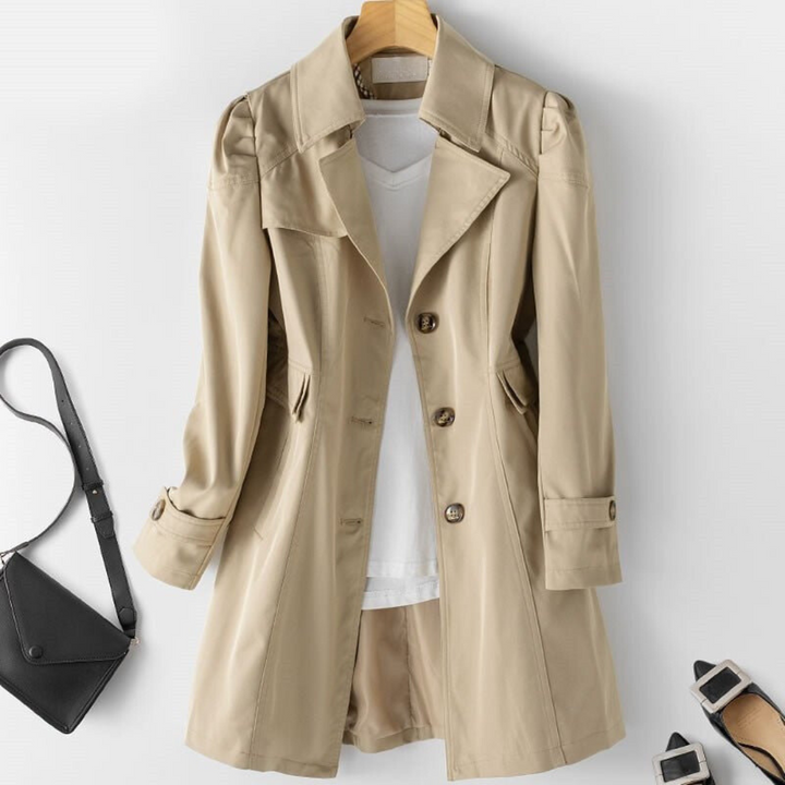 Classic Women's Trench Coat - Amelia-Khaki-M-Nora Luxe