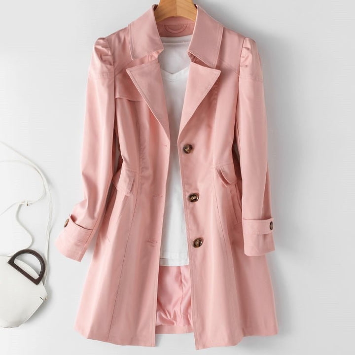 Classic Women's Trench Coat - Amelia-Pink-M-Nora Luxe