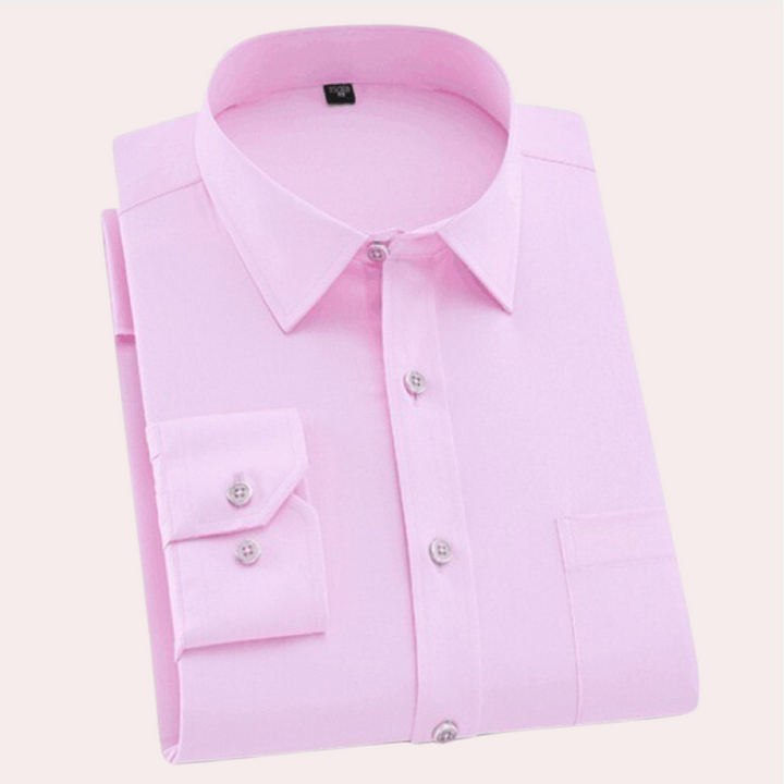 Classic Wrinkle-Free Men's Shirt - Felix-Pink-S-Nora Luxe