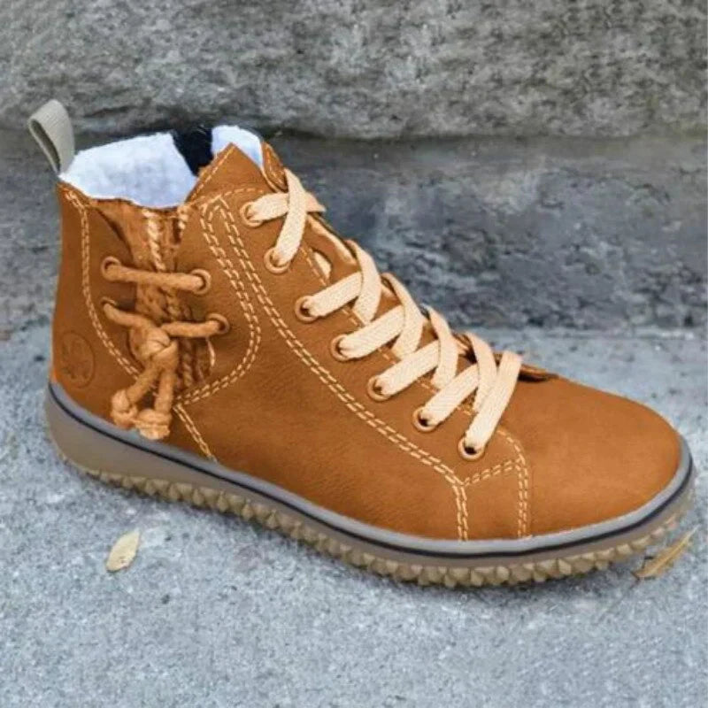 Classical Vintage Leather Winter Boots for Women - Sofia-Brown-3-Nora Luxe