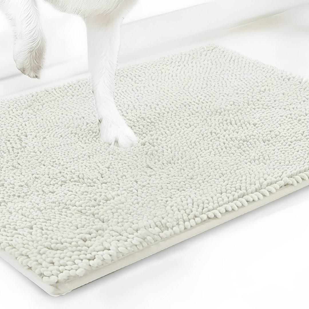 Off-white doormat color option with a white dog's paw
