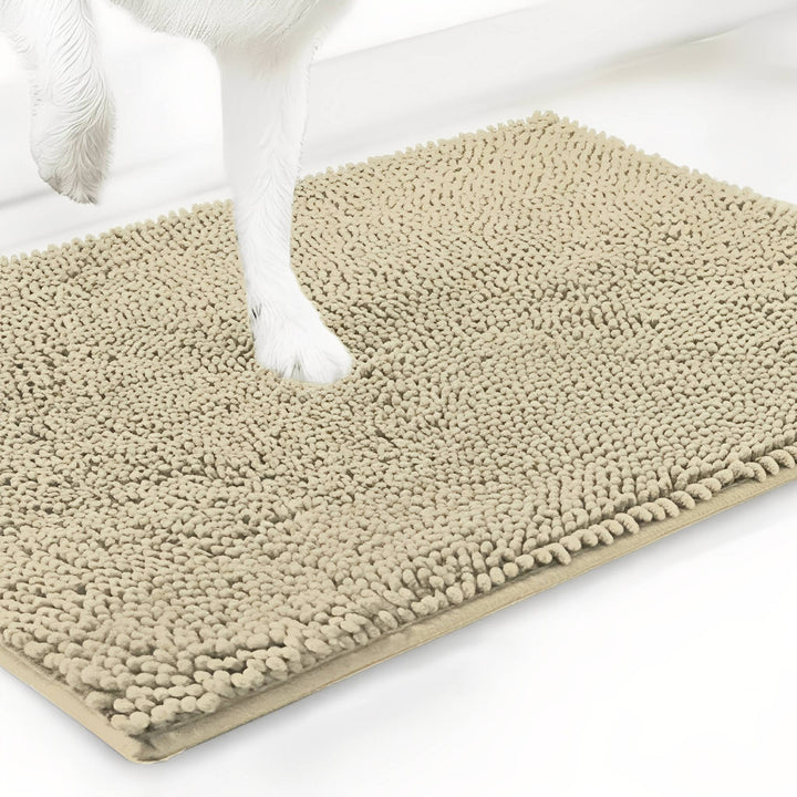 Beige doormat color option with a white dog's paw