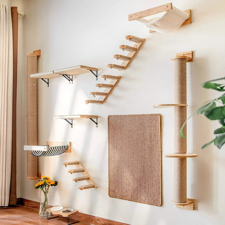 Climbing Wall Shelf for Cats with Scratching Post - ClimbPaws-First Step-Nora Luxe