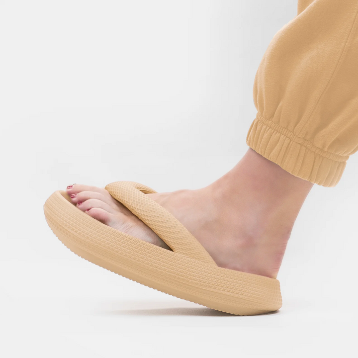 Cloud Soft Unisex Comfort Flip Flops – Leona-Beige-4-4.5-Nora Luxe