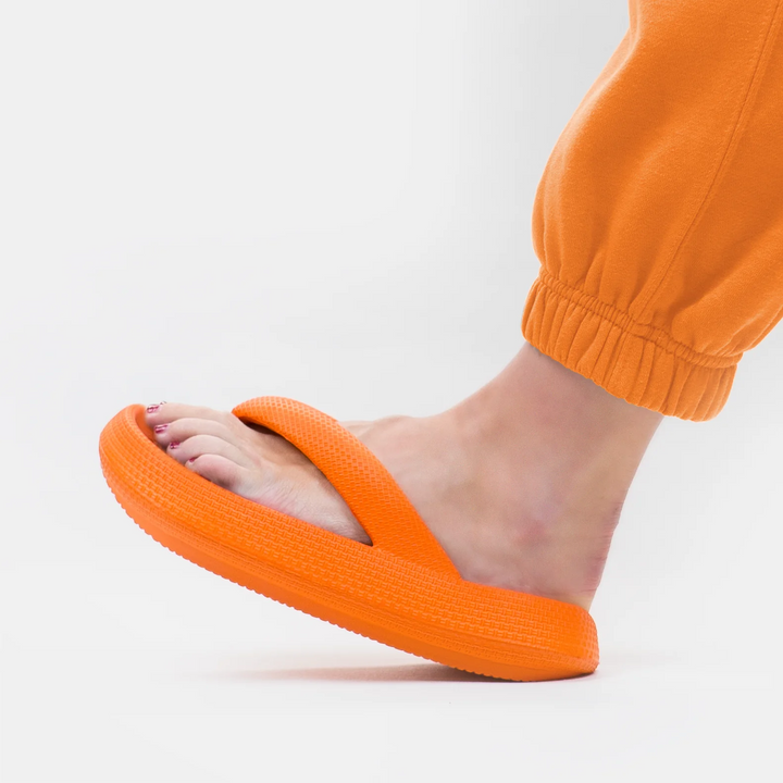 Cloud Soft Unisex Comfort Flip Flops – Leona-Orange-4-4.5-Nora Luxe