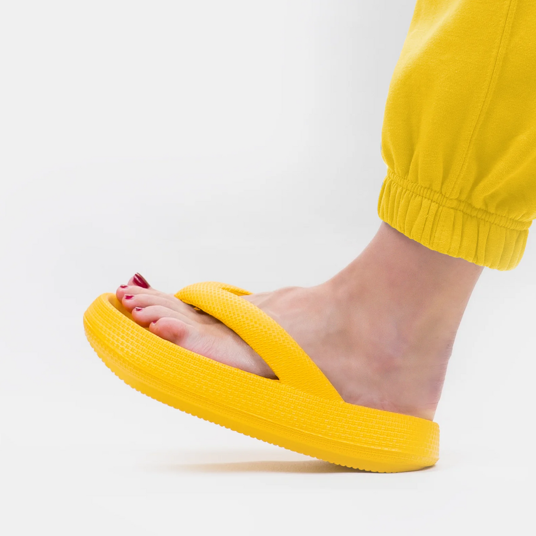 Cloud Soft Unisex Comfort Flip Flops – Leona-Yellow-4-4.5-Nora Luxe