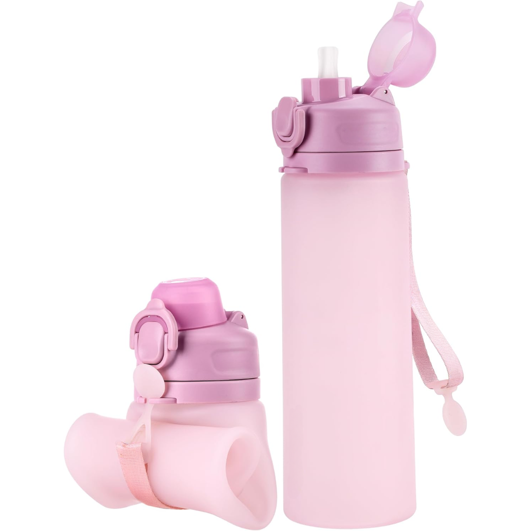 Collapsible 600 ml Silicone Water Bottle - Leakproof & BPA-free-Mauve-Nora Luxe