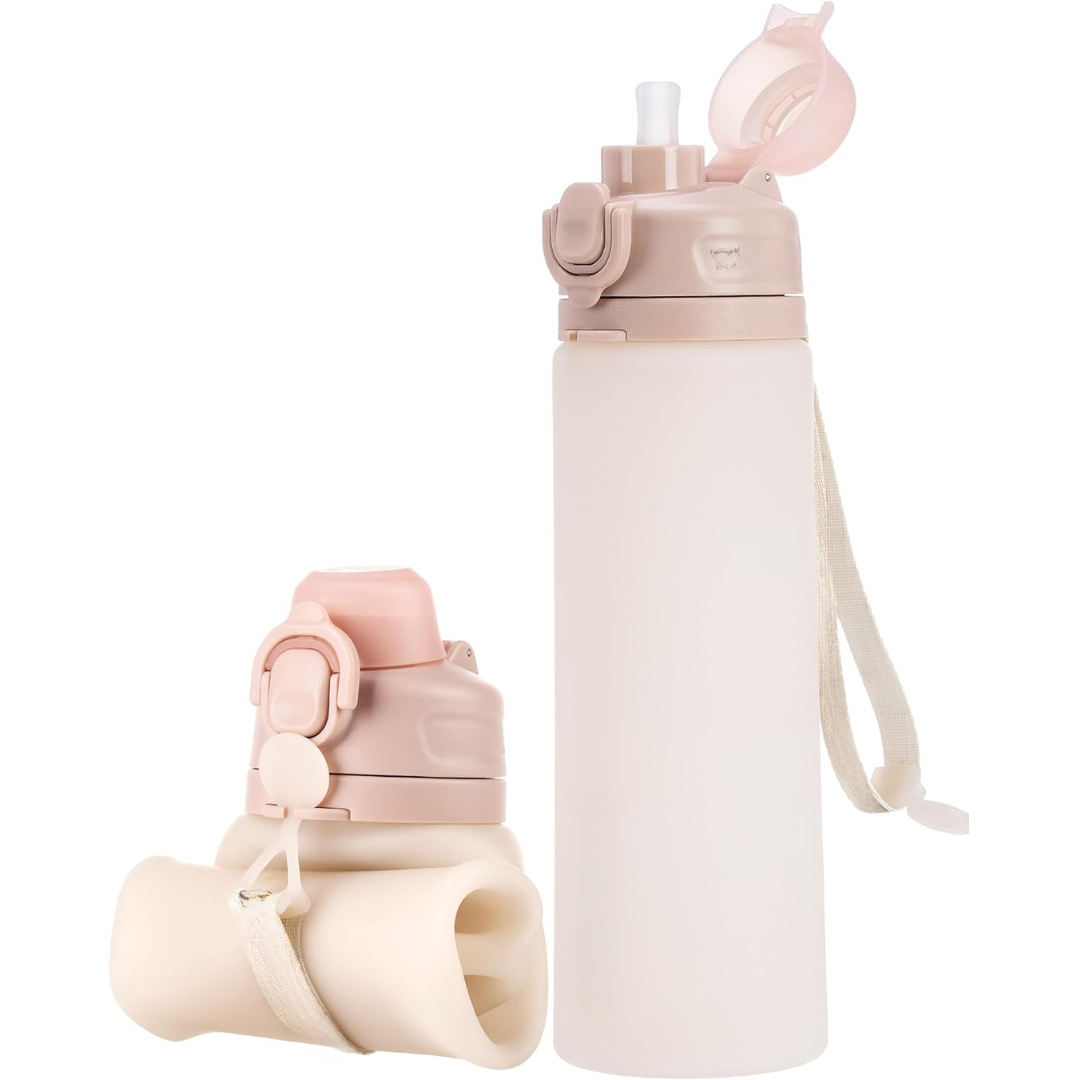 Collapsible 600 ml Silicone Water Bottle - Leakproof & BPA-free-Sand-Nora Luxe