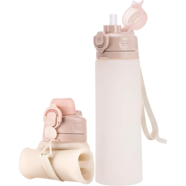 Collapsible 600 ml Silicone Water Bottle - Leakproof & BPA-free-Sand-Nora Luxe