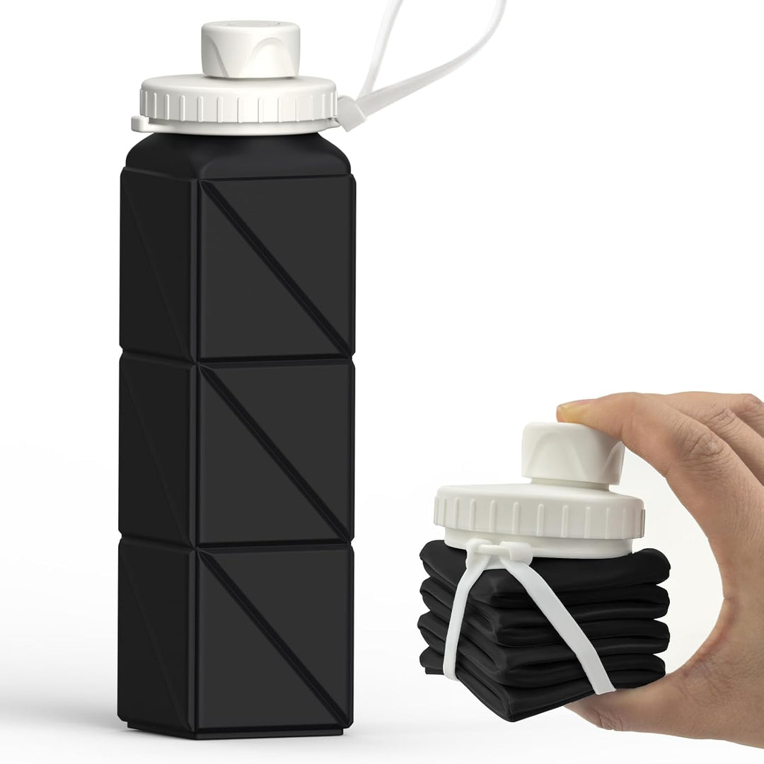 Collapsible Silicone Bottle – 610ml, Leak-proof & Portable-Black-Nora Luxe