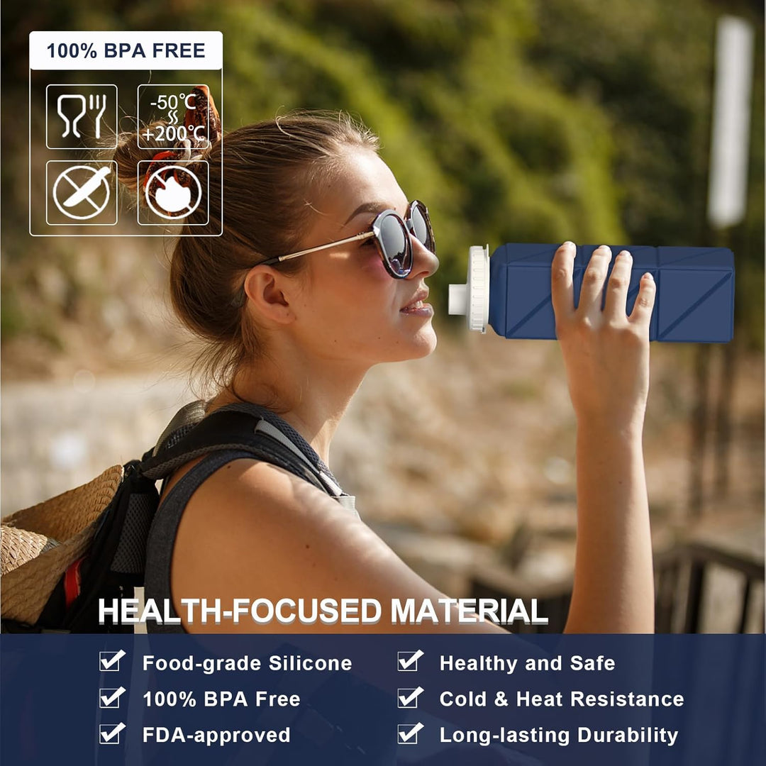 Collapsible Silicone Bottle – 610ml, Leak-proof & Portable-Black-Nora Luxe