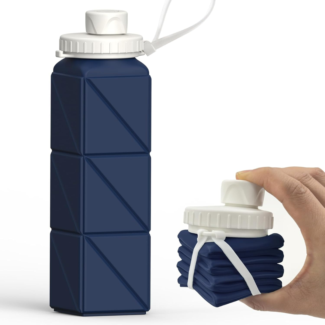 Collapsible Silicone Bottle – 610ml, Leak-proof & Portable-Dark blue-Nora Luxe