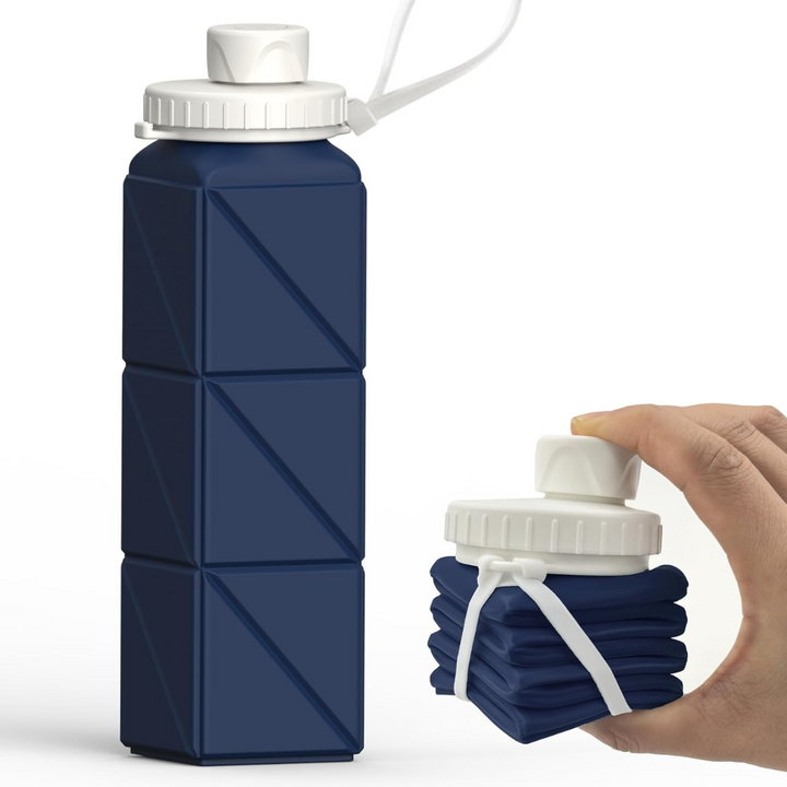 Collapsible Silicone Bottle – 610ml, Leak-proof & Portable-Dark blue-Nora Luxe