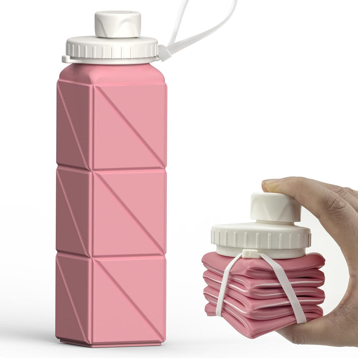 Collapsible Silicone Bottle – 610ml, Leak-proof & Portable-Pink-Nora Luxe