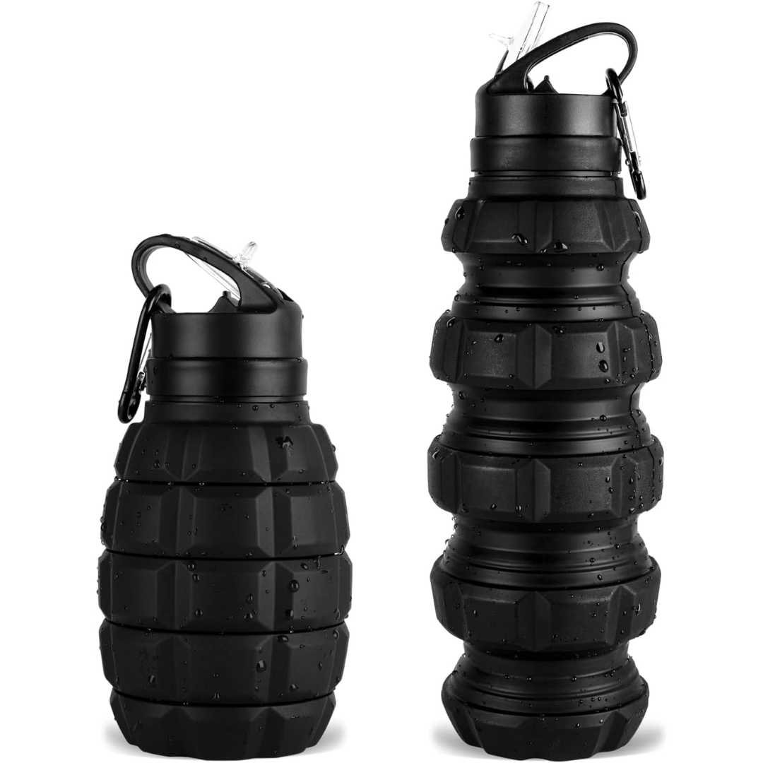 Collapsible Travel Water Bottle - 575 ML Reusable Silicone-Black-Nora Luxe