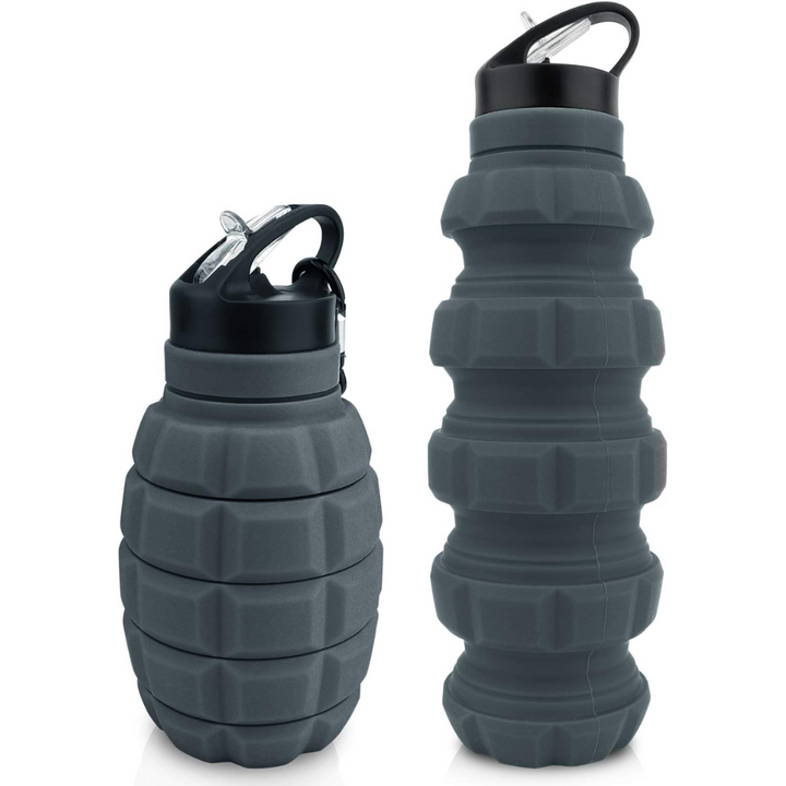 Collapsible Travel Water Bottle - 575 ML Reusable Silicone-Dark Gray-Nora Luxe