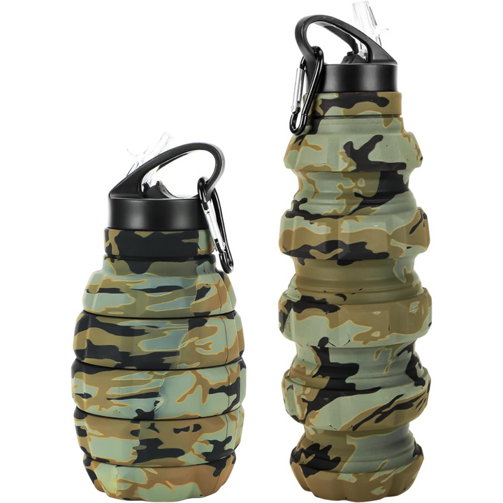 Collapsible Travel Water Bottle - 575 ML Reusable Silicone-Desert camouflage-Nora Luxe