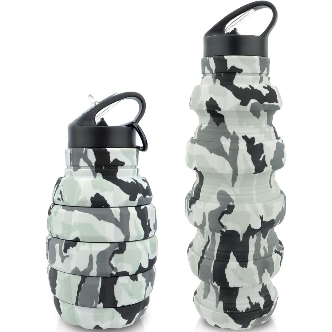 Collapsible Travel Water Bottle - 575 ML Reusable Silicone-Light gray-Nora Luxe