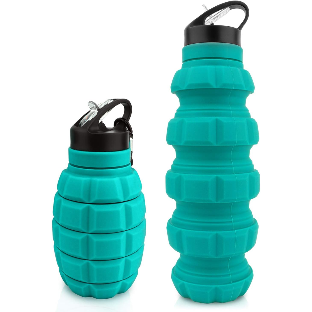 Collapsible Travel Water Bottle - 575 ML Reusable Silicone-Noble Blue-Nora Luxe