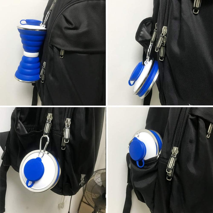 Collapsible Water Bottle with Carabiner-Black-Nora Luxe