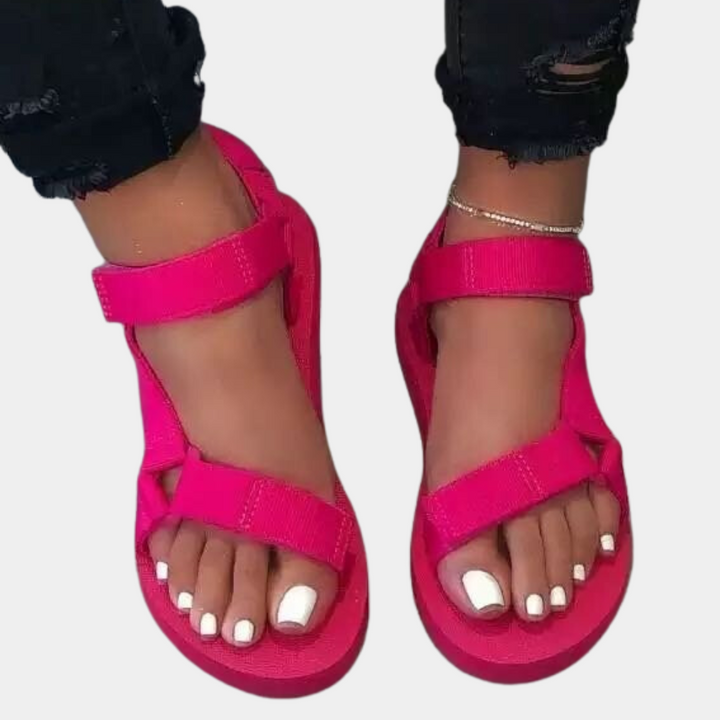 Colour Block Women's Sandals with Comfort Sole – Chloé-Pink-3-State of Style
