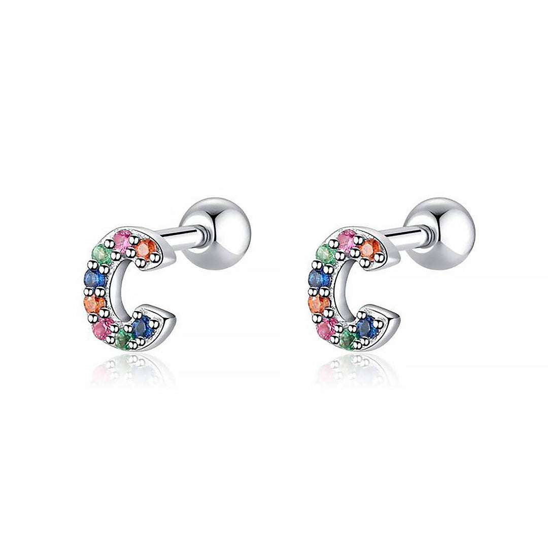 Coloured Letter Earrings - Letria-C-Silver-Nora Luxe