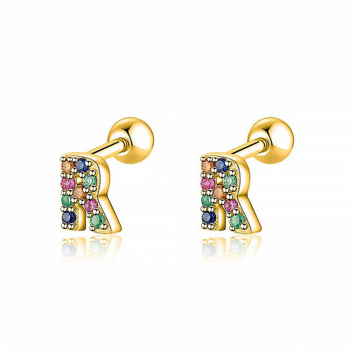 Coloured Letter Earrings - Letria-R-Gold-Nora Luxe