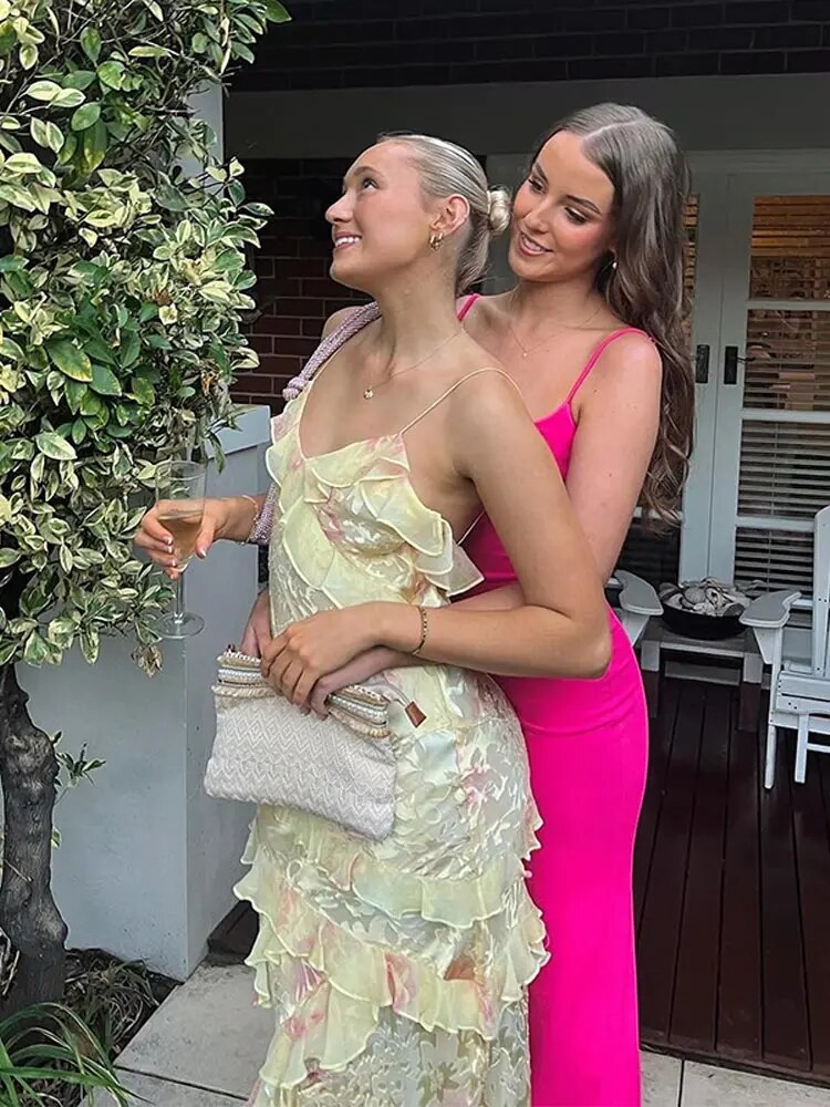Colourful summer dress with playful ruffles – Lucia-Pink-S-Nora Luxe