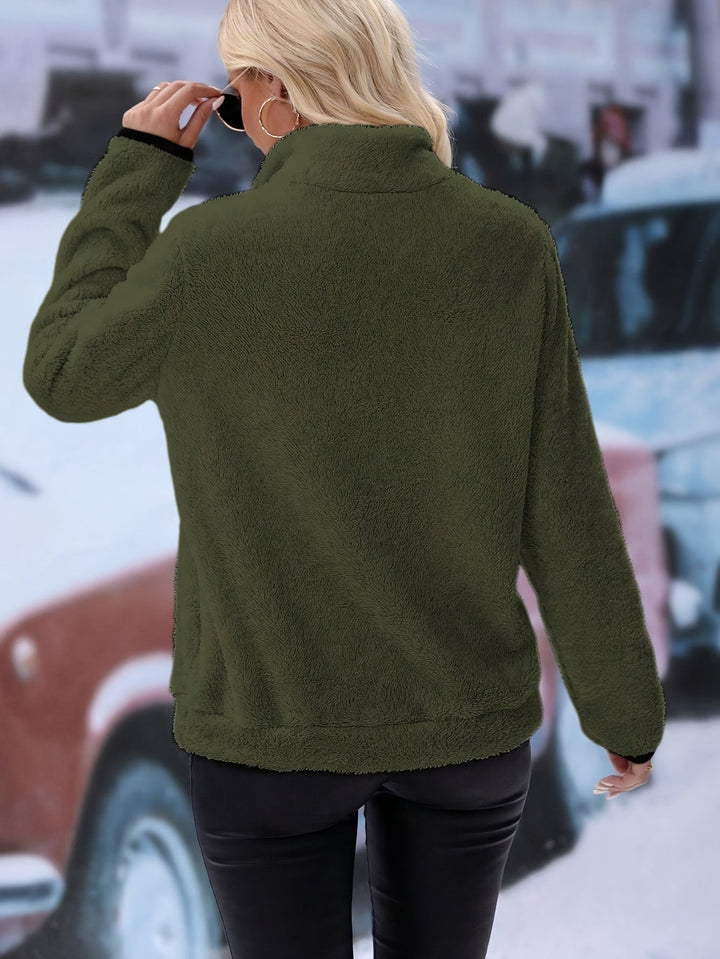 Colourful Sweatshirt with Half Zip - Vera-White-S-Nora Luxe