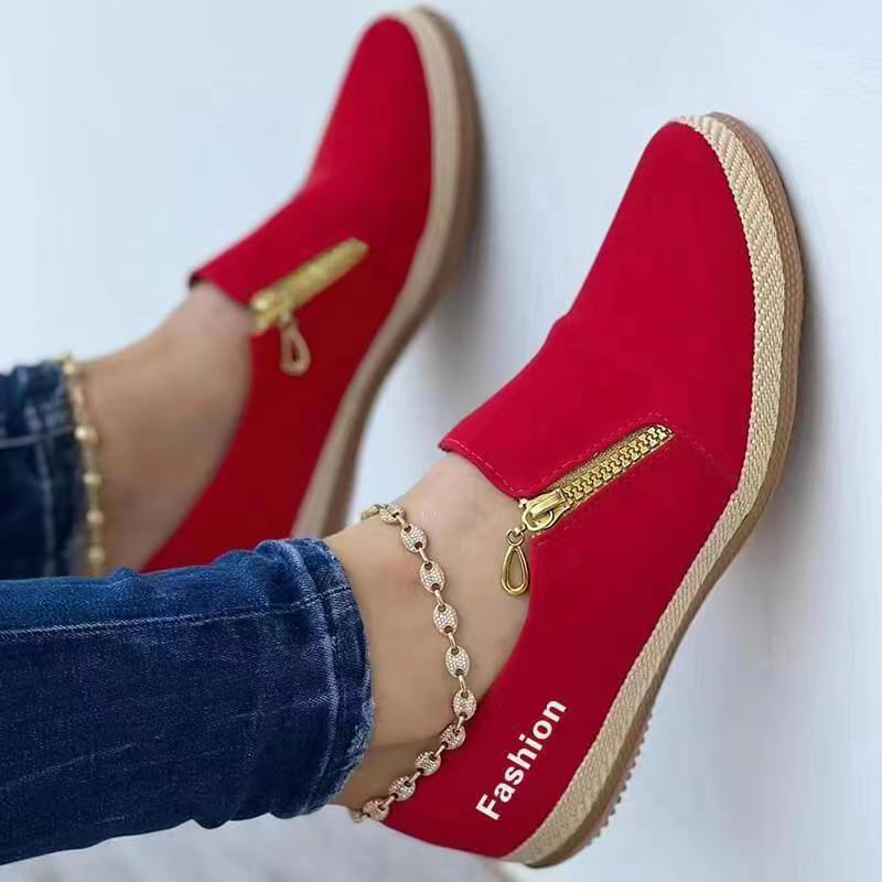 Comfort Slip-On Sneakers for Women – Lina-Red-3-Nora Luxe