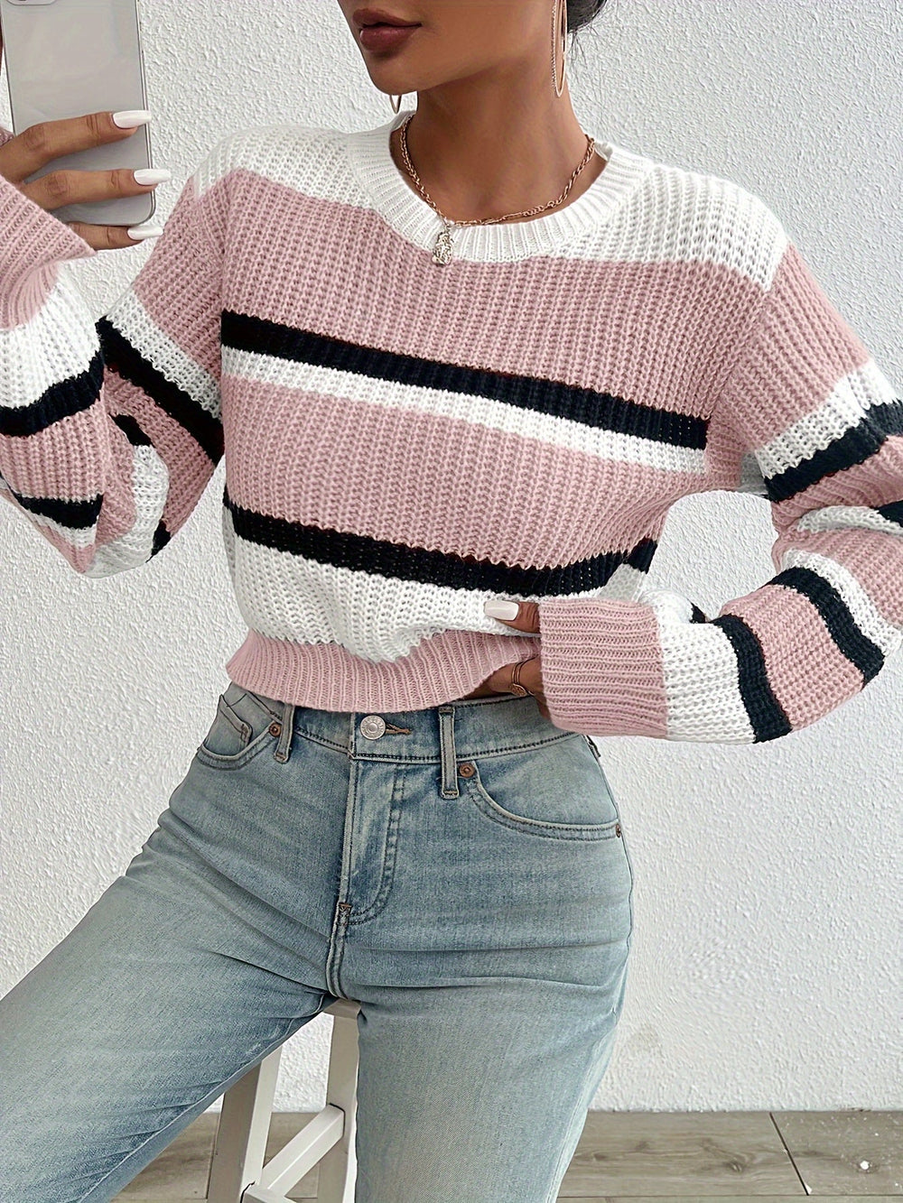 Comfortable and Stylish Knitted Sweater - Sienna-Blue-S-Nora Luxe